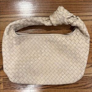 Braided Handle Beige Women's Bag